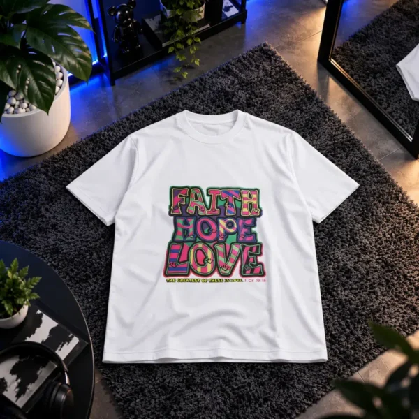 تیشرت تایپوگرافی Faith Hope Love رنگی
