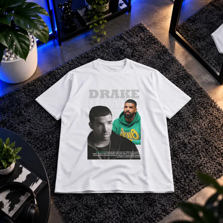 تیشرت دریک طرح کلاژ پرتره (Drake) کد 441