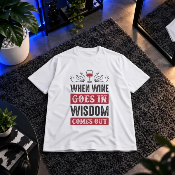 تیشرت طنز نوشیدنی با نوشته When Wine Goes In