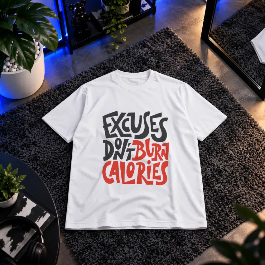 تیشرت بدنسازی طرح Excuses Don't Burn Calories کد 6097