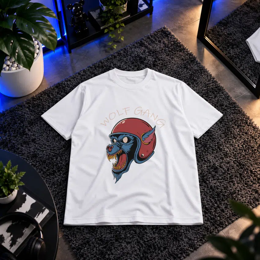 تیشرت گرگ موتورسوار طرح Wolf Gang کد 6451