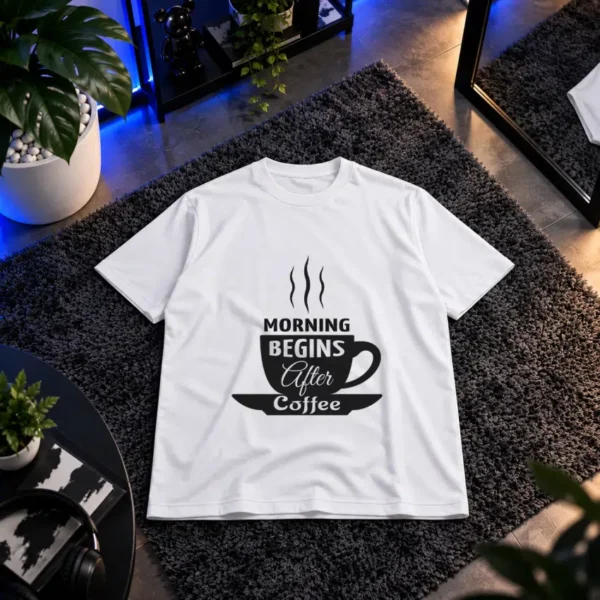 تیشرت قهوه طرح Morning Begins After Coffee کد 6481
