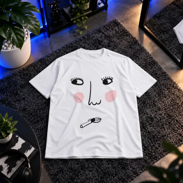 تیشرت چهره بامزه طرح آرایش مینیمال کد 6672