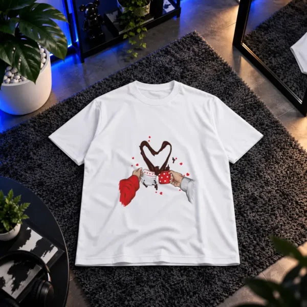 تیشرت عاشقانه طرح ساخت قلب با دست‌ها کد 6770