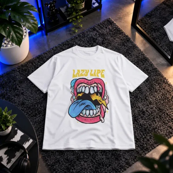 تیشرت طرح Lazy Life دهان