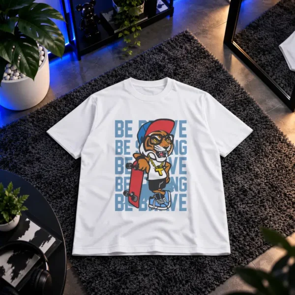 تیشرت ببر فضانورد طرح انگیزشی Be Strong کد 7321