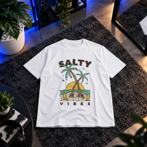 تیشرت ساحل و نخل طرح Salty Vibes کد 7333