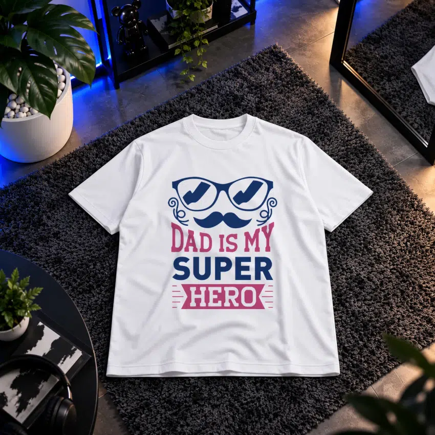 تیشرت روز پدر طرح Dad Is My Super Hero کد 7827
