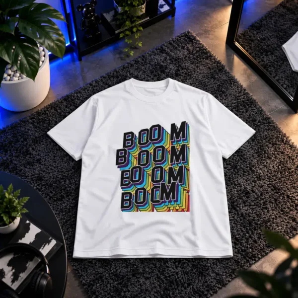 تیشرت تایپوگرافی رنگی Boom Boom Boom کد 8011
