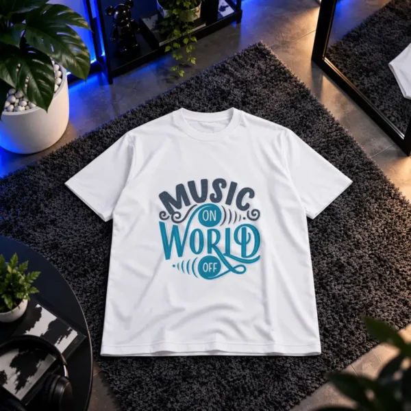 تیشرت موسیقی طرح Music On World Off