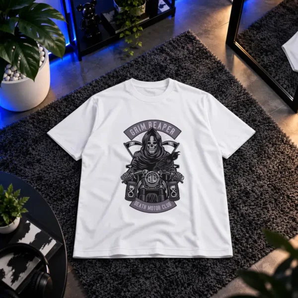تیشرت فرشته مرگ طرح موتورسواری Grim Reaper کد 8281