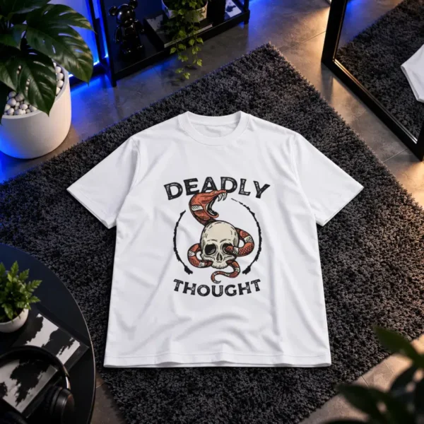 تیشرت جمجمه و مار طرح Deadly Thought کد 8332