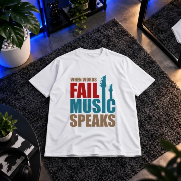 تیشرت موسیقی طرح When Words Fail Music Speaks کد 8455