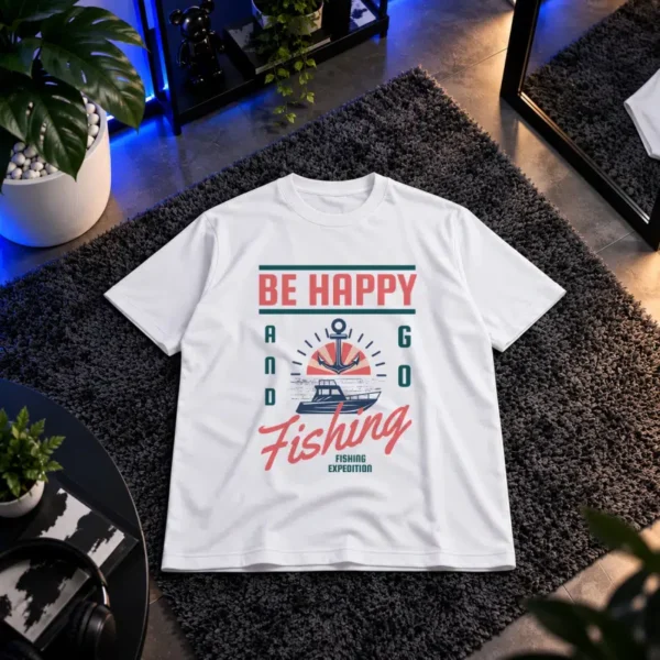 تیشرت ماهیگیری طرح Be Happy and Go Fishing کد 8523