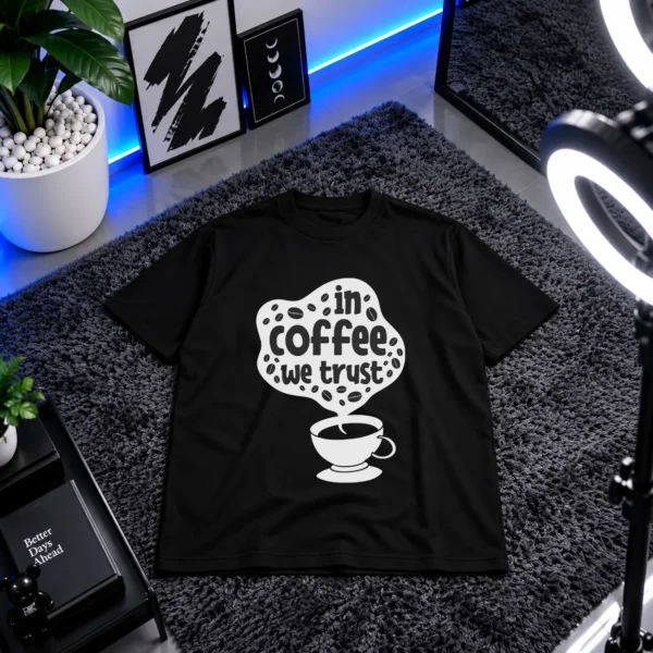 تیشرت قهوه طرح In Coffee We Trust کد 8549