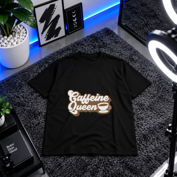 تیشرت قهوه طرح Caffeine Queen کد 8558
