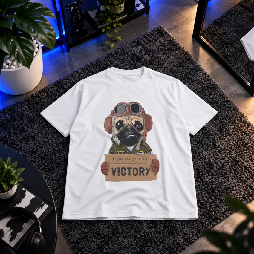 تیشرت سگ پاگ خلبان طرح Victory کد 8888