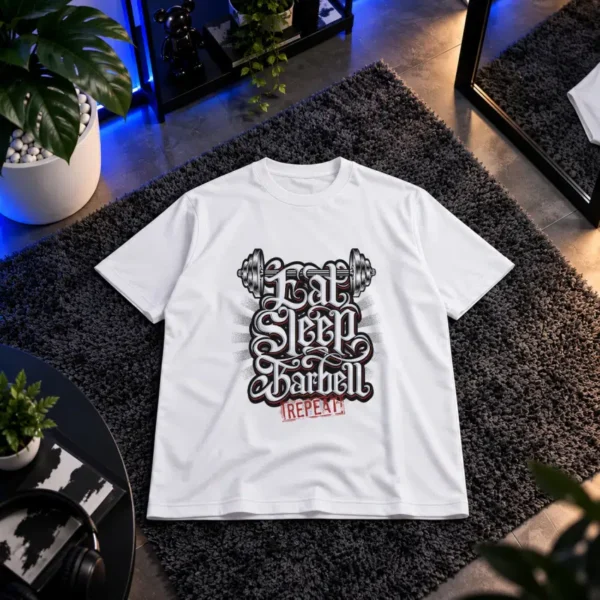 تیشرت تایپوگرافی Eat Sleep Barbell Repeat کد 9163