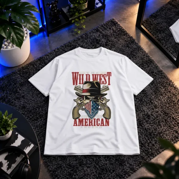 تیشرت جمجمه کابوی طرح وحشی غرب (Wild West) کد 9197