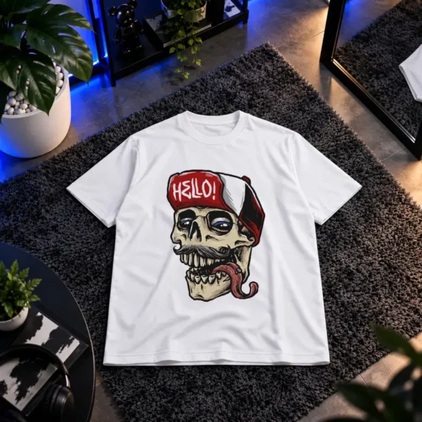 تیشرت جمجمه طرح کلاه Hello کد 9222