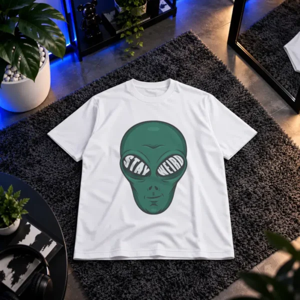 تیشرت موجود فضایی طرح Stay Weird کد 9446