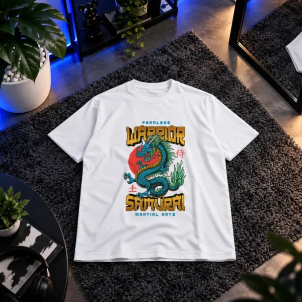 تیشرت سامورایی طرح Fearless Warrior اژدها کد 9696