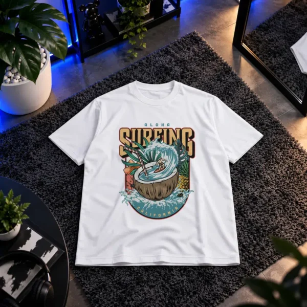 تیشرت موج‌سواری طرح Aloha Surfing کد 9714