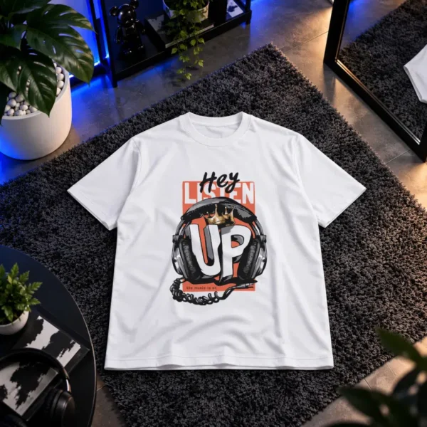 تیشرت هدفون و موسیقی طرح Listen Up کد 9877