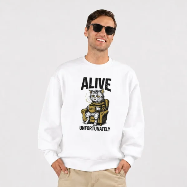 دورس گربه خسته با قهوه طرح Alive Unfortunately کد po757