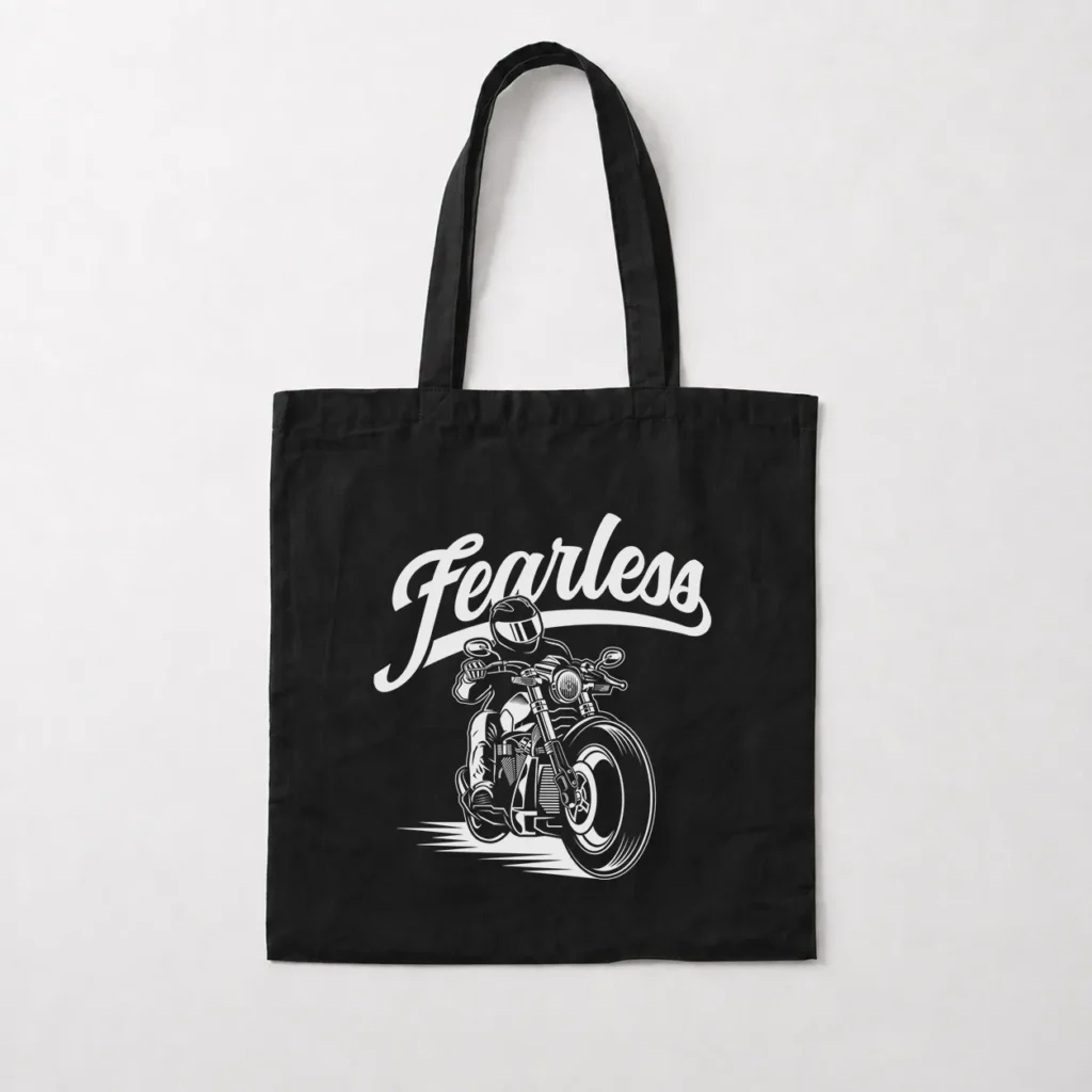 توت بگ موتورسواری طرح راکب موتور سنگین با نوشته انگلیسی بی‌باک (Fearless) کد 10525