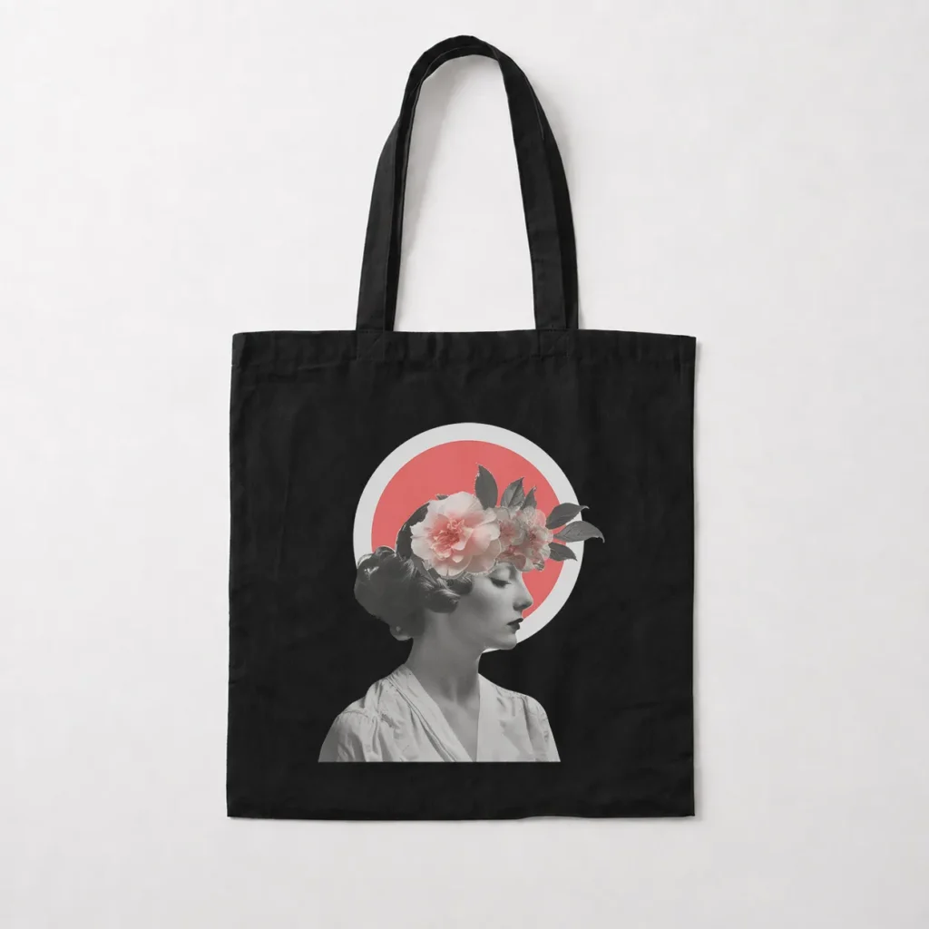 توت بگ پرتره زن طرح گل و هاله قرمز کد 12820