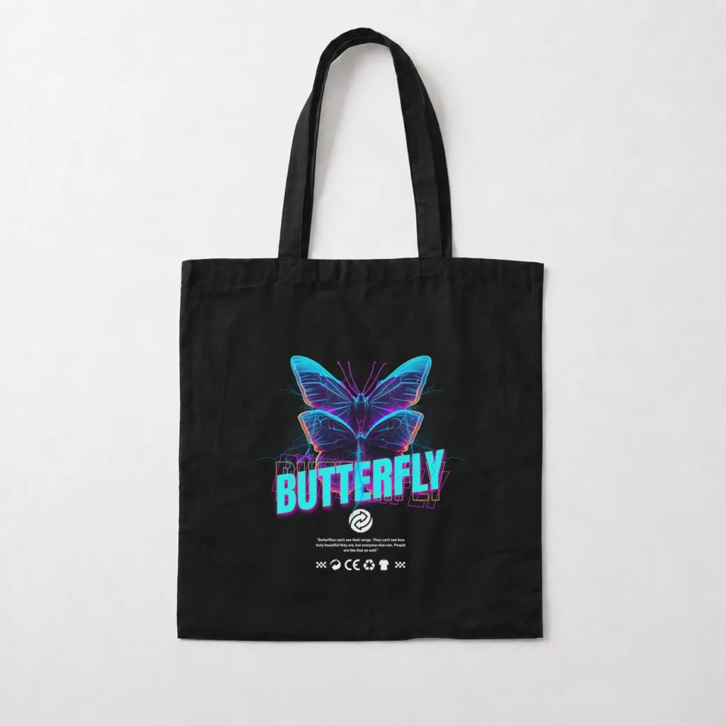 توت بگ پروانه نئونی طرح Butterfly کد 13832