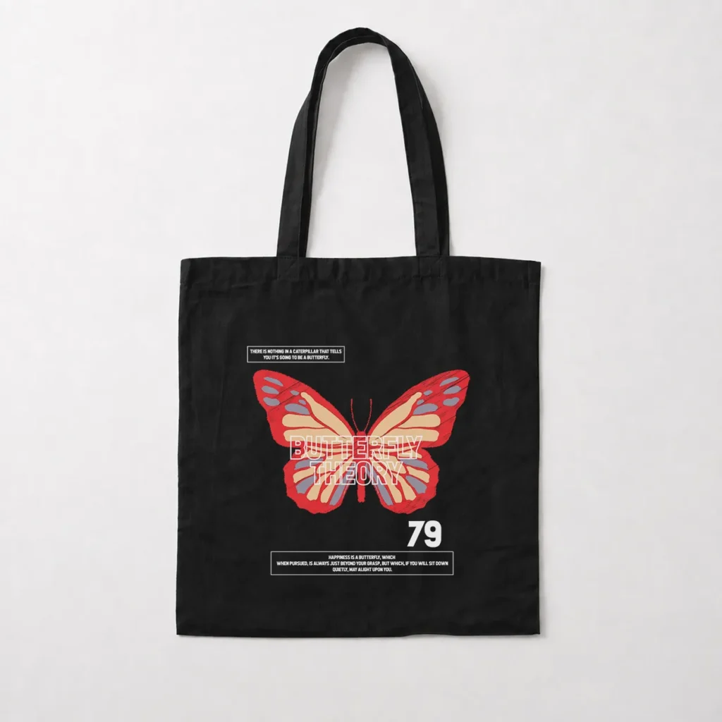 توت بگ پروانه قرمز طرح Butterfly Theory کد 13865