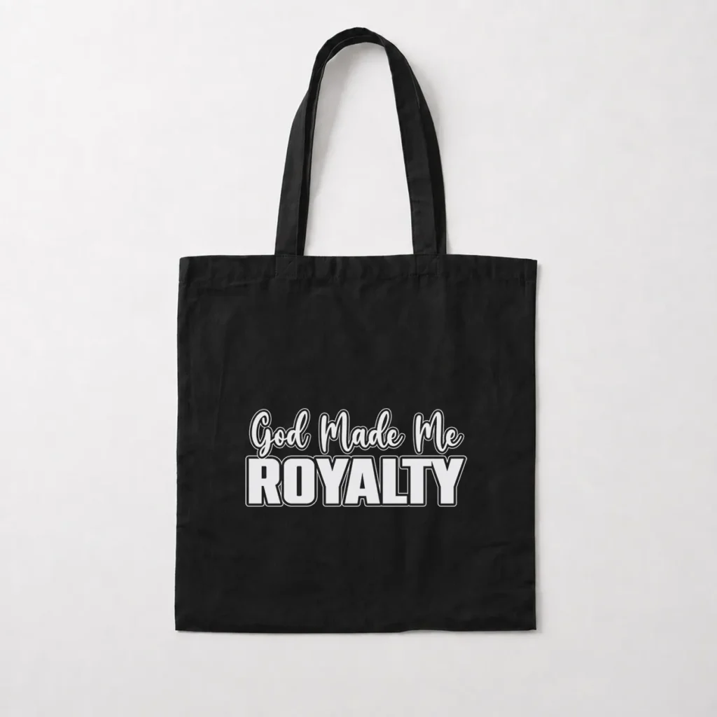 توت بگ نوشته God Made Me Royalty سفید کد 1491
