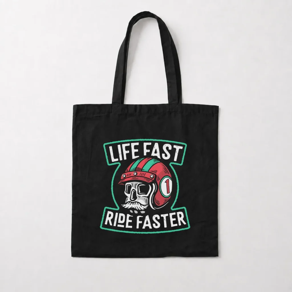 توت بگ موتورسیکلت طرح جمجمه Life Fast Ride Faster کد 15042