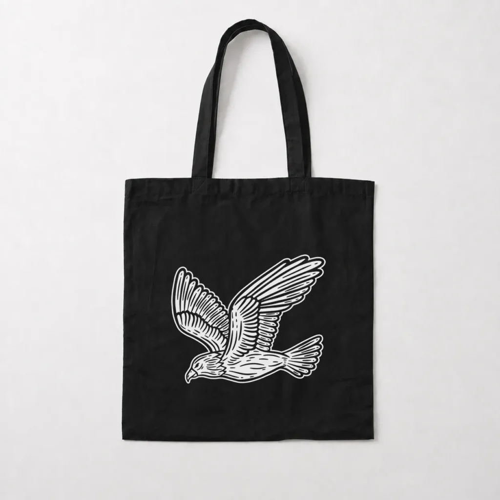 توت بگ مرغ دریایی طرح سیاه‌سفید (Seagull) کد 18337