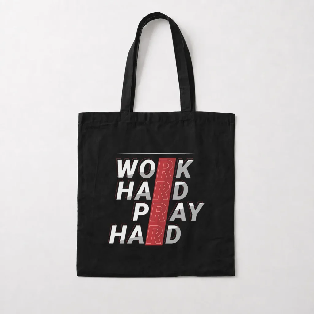 توت بگ نوشته Work Hard Pray Hard کد 19153