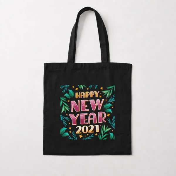توت بگ سال نو طرح Happy New Year 2021 گلدار کد 19243