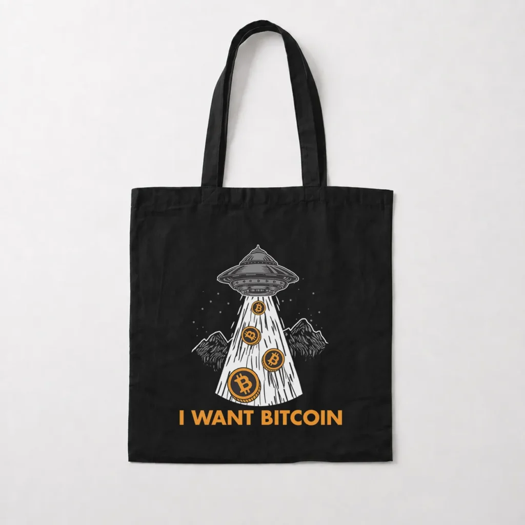 توت بگ بشقاب پرنده طرح I Want Bitcoin کد 19305