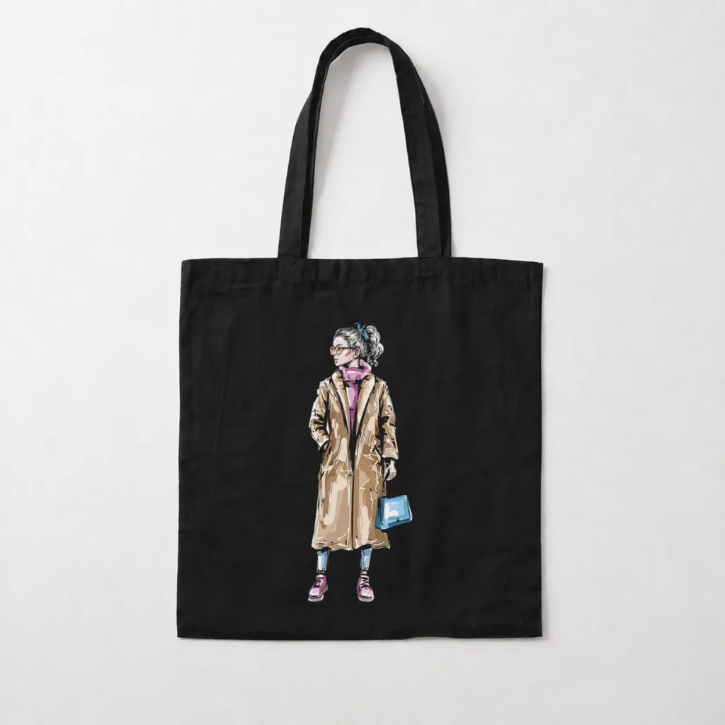 توت بگ دخترانه طرح پالتو (Trench Coat) کد 19446