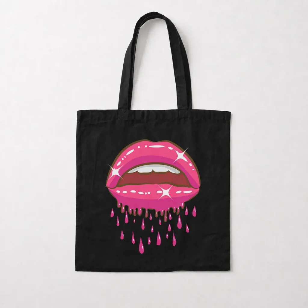 توت بگ لب طرح صورتی چکه‌دار (Dripping Lips) کد 20791