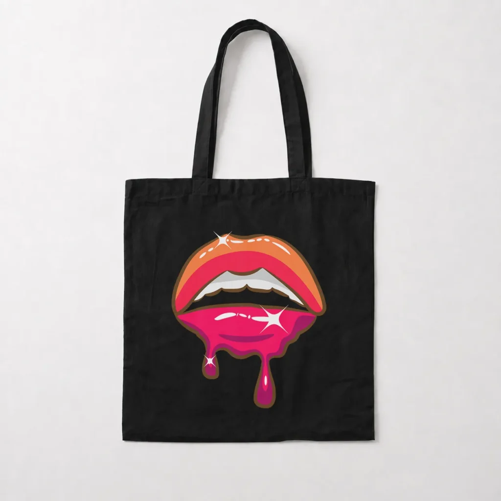 توت بگ لب طرح نارنجی چکه‌دار (Dripping Lips) کد 20794