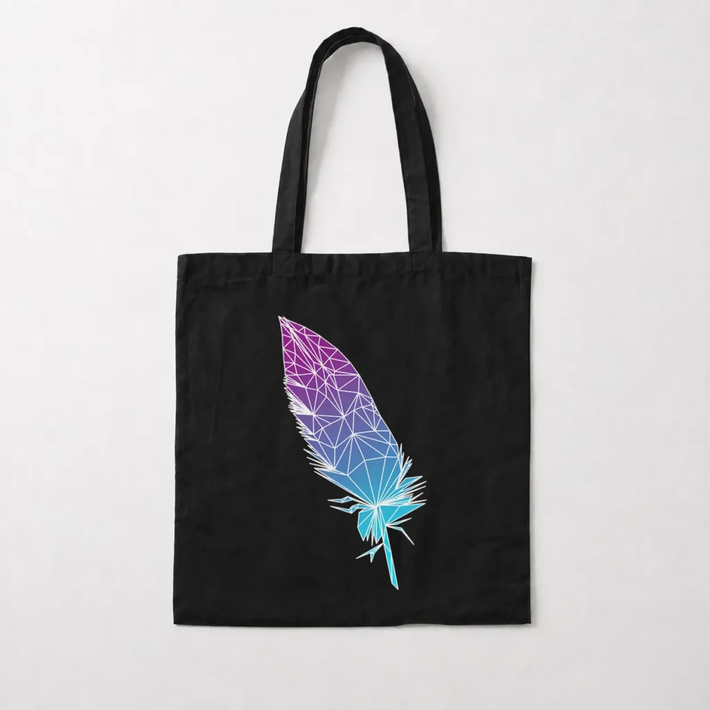 توت بگ پر طرح هندسی آبی (Geometric Feather) کد 20881