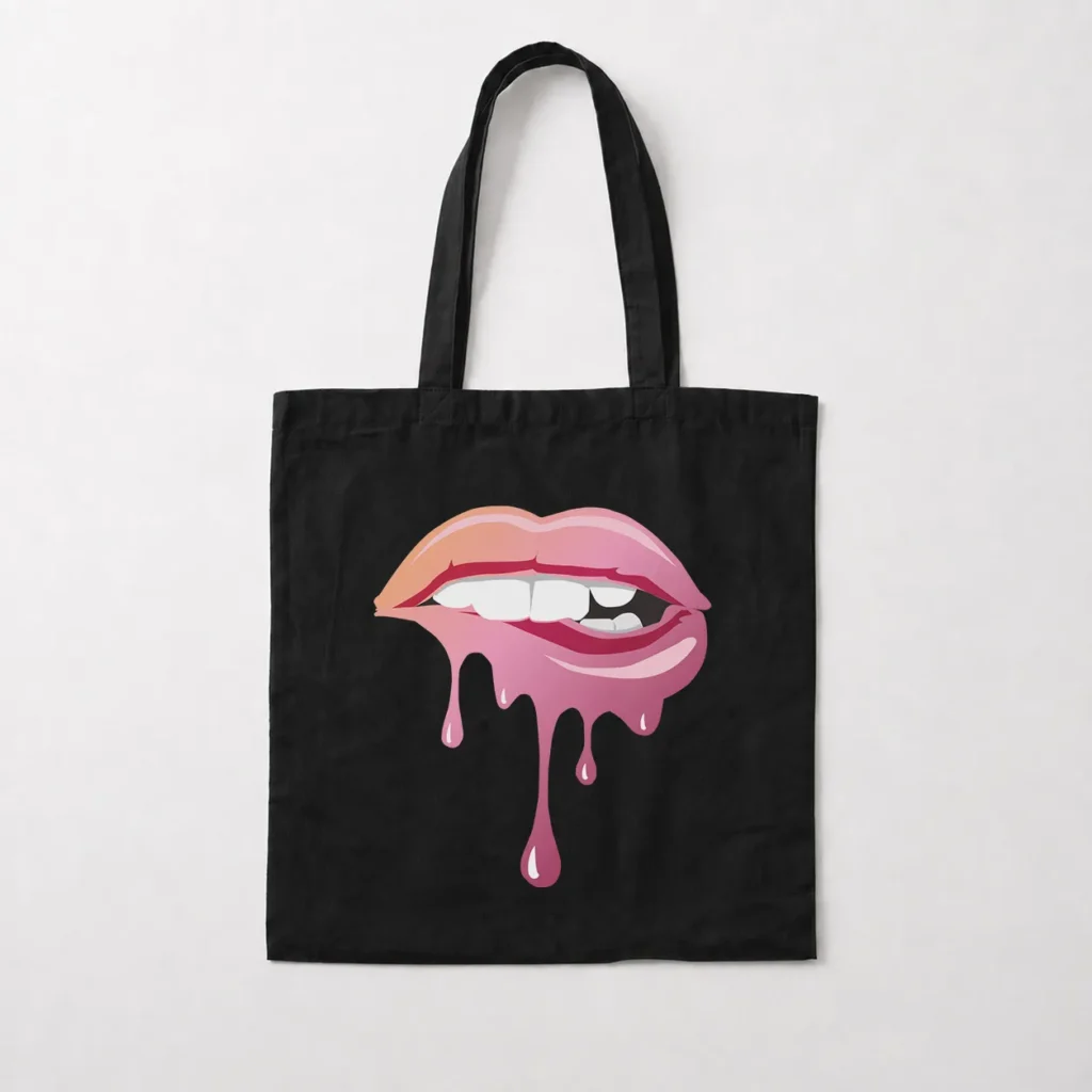 توت بگ لب طرح صورتی چکه‌دار (Dripping Lips) کد 20934
