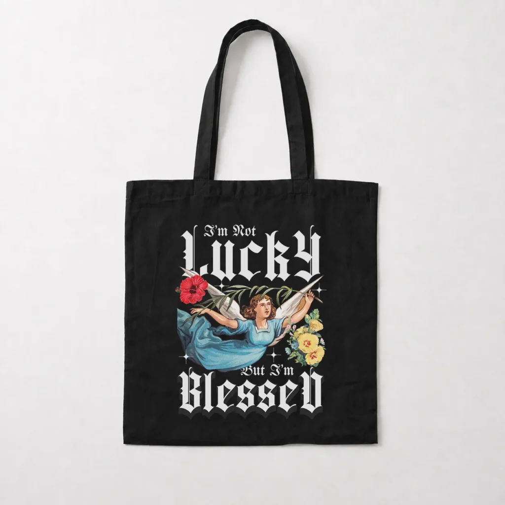توت بگ فرشته و نوشته I’m Not Lucky But I’m Blessed کد 2255