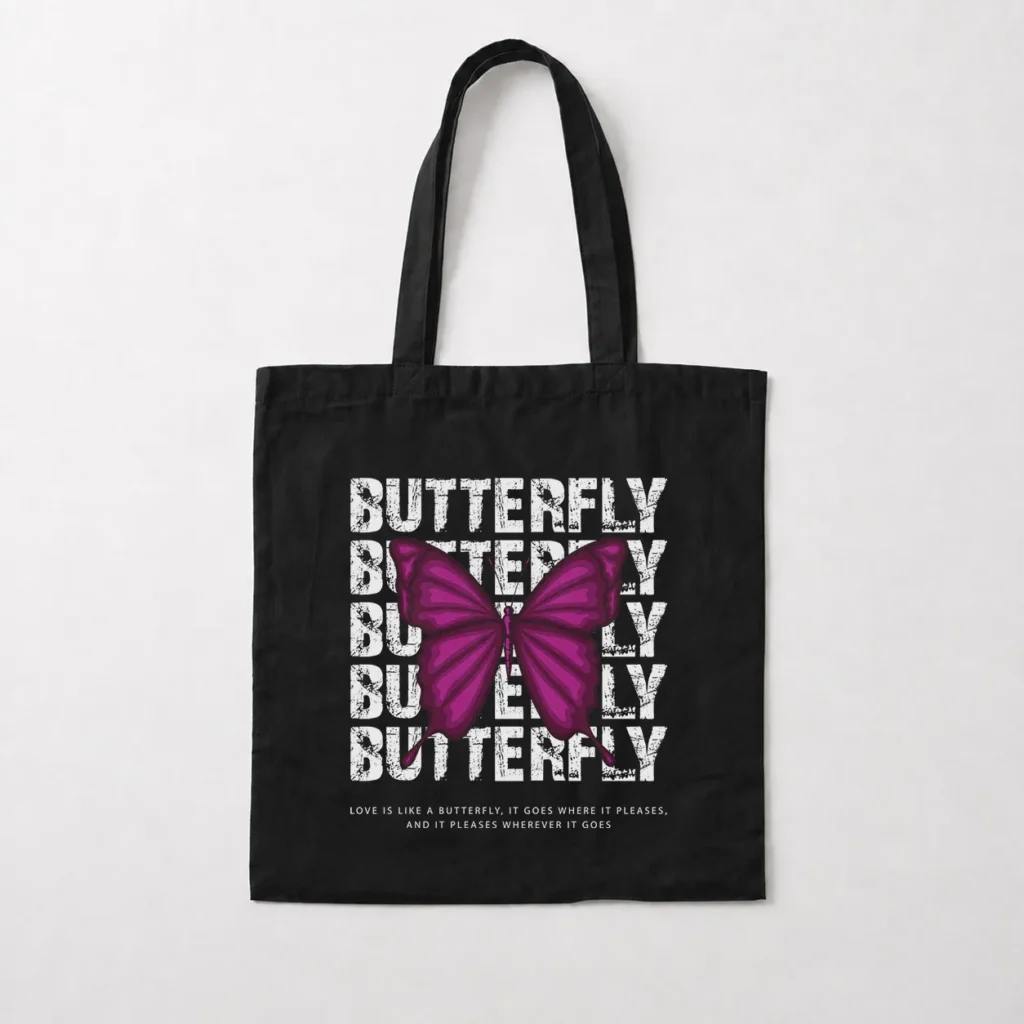 توت بگ پروانه بنفش و نوشته Butterfly کد 249