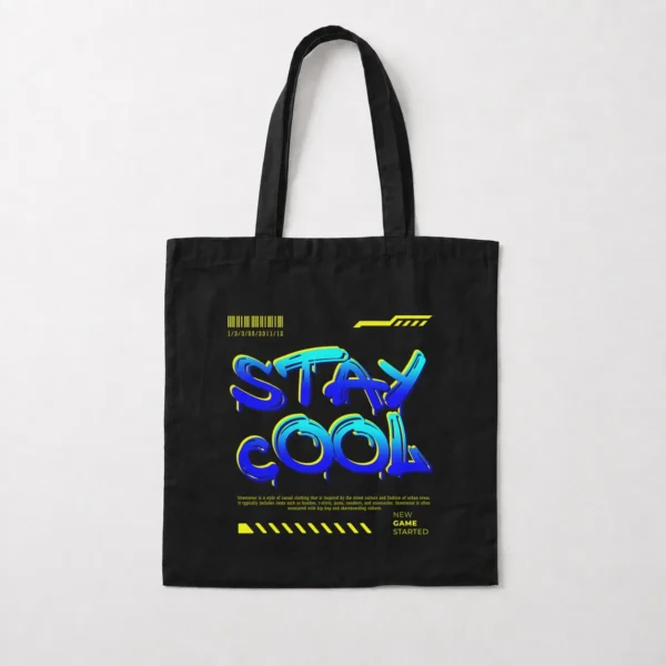 توت بگ تایپوگرافی آبی و زرد Stay Cool کد 2823