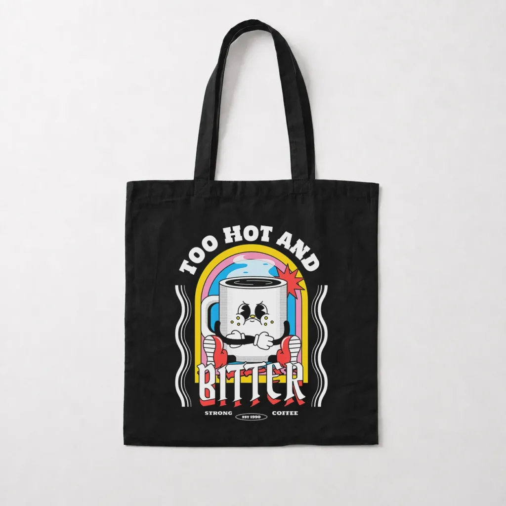 توت بگ فنجان قهوه و نوشته Too Hot and Bitter کد 339