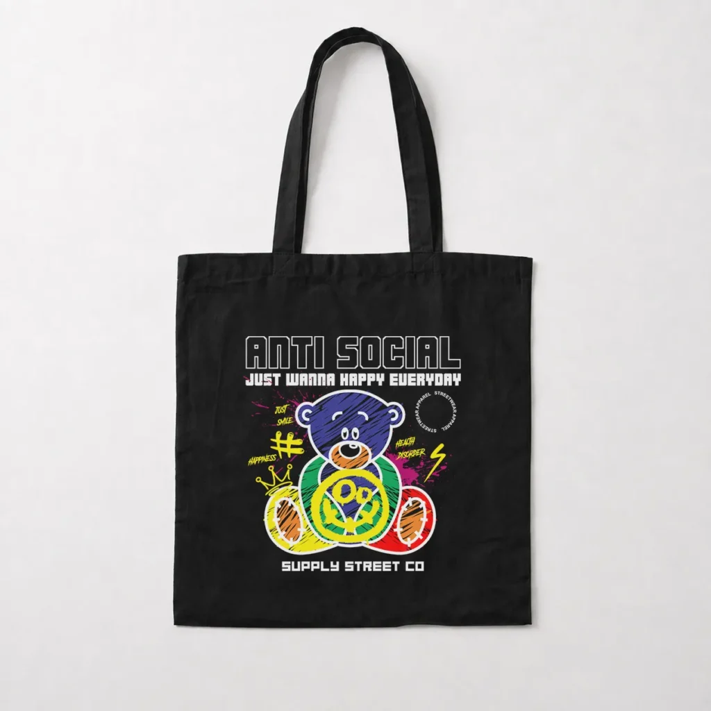 توت بگ خرس رنگی و نوشته Anti Social کد 377