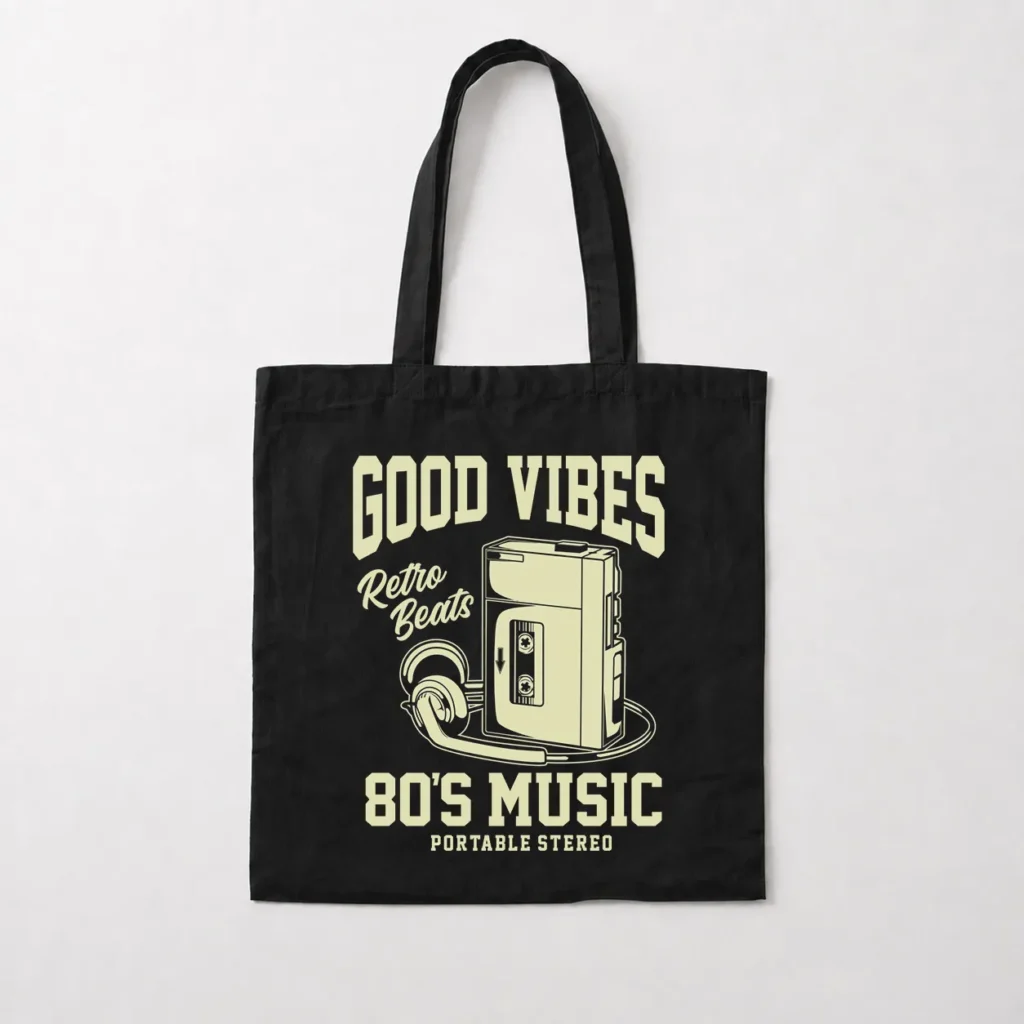 توت بگ واکمن و هدفون نوشته Good Vibes Retro Beats 80’s Music کد 6928